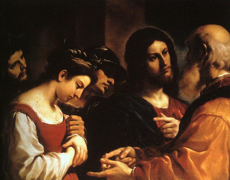  Giovanni Francesco  Guercino Christ with the Woman Taken in Adultery Sweden oil painting art
